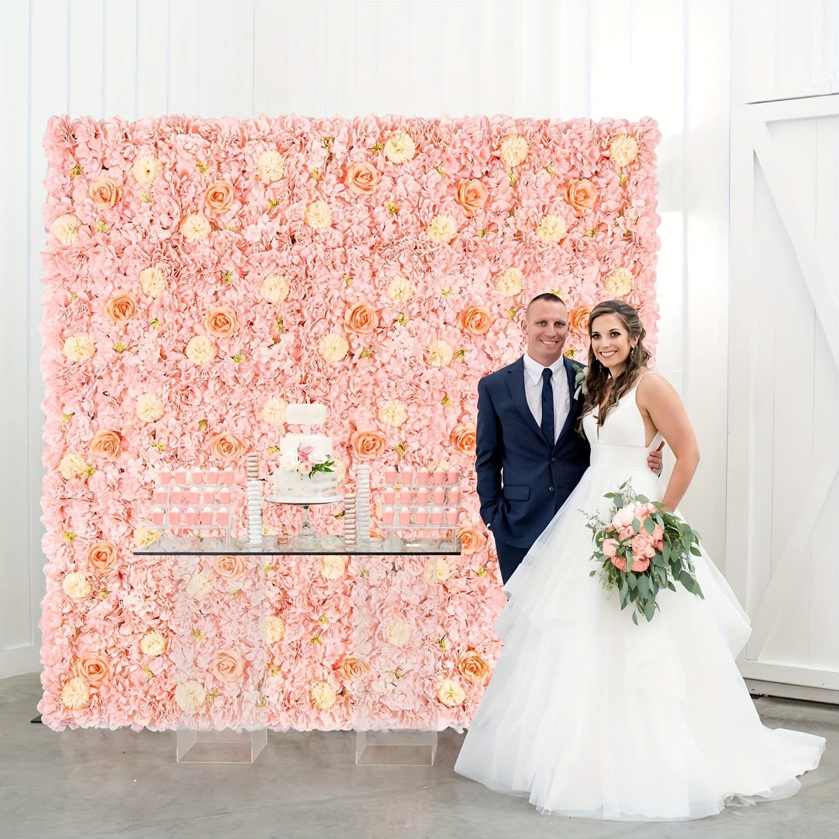 36pcs 15x15 Inches 3D Pink Rose Wall Background Pink Flowers Backdrops Spring Tea Party Flowers Backdrop Girls Birthday Pink Princess Weeding Bridal Shower Pink Floral Anniversary Ceremony Decor
