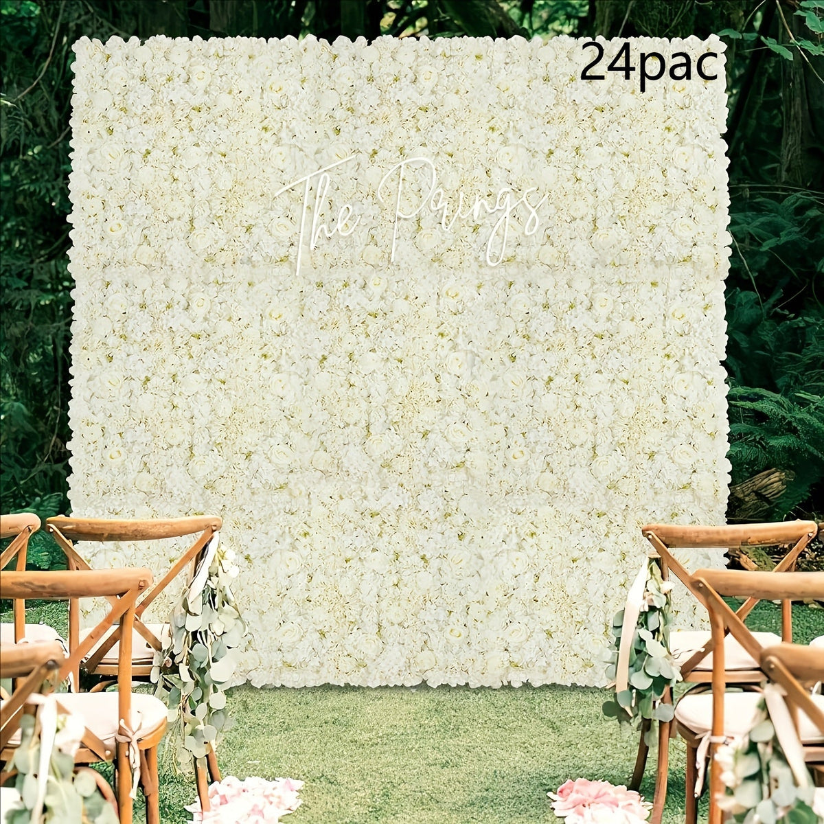 24pcs 15 X 15 Inch Flower Wall Panels 3D Rose Floral Decorative Faux Flower Wall Background for Party Shower Bridal Wedding Background Decor