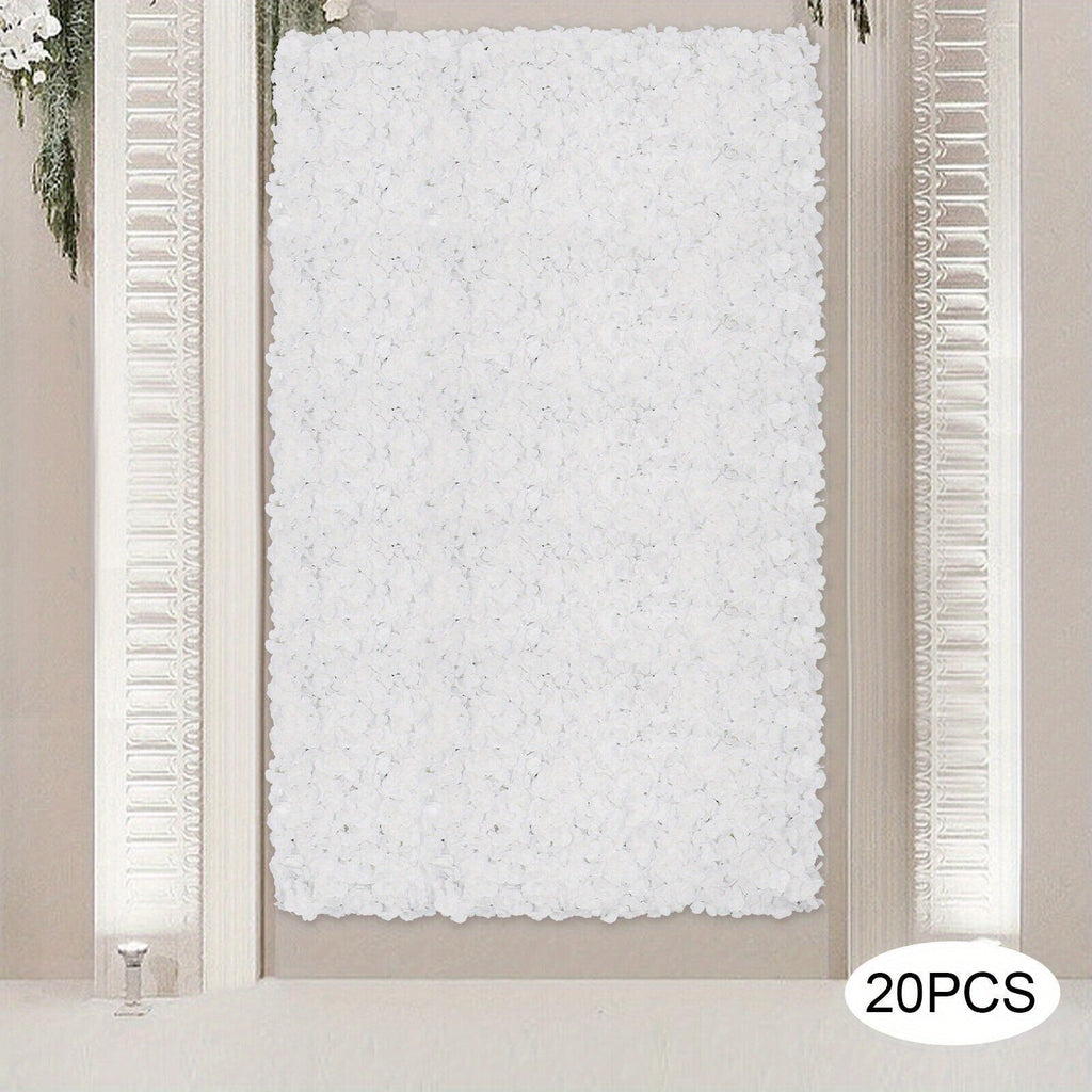 20Pcs Flower Panel Artificial Flower Wall Panel White Flower Backdrop Wall Decor
