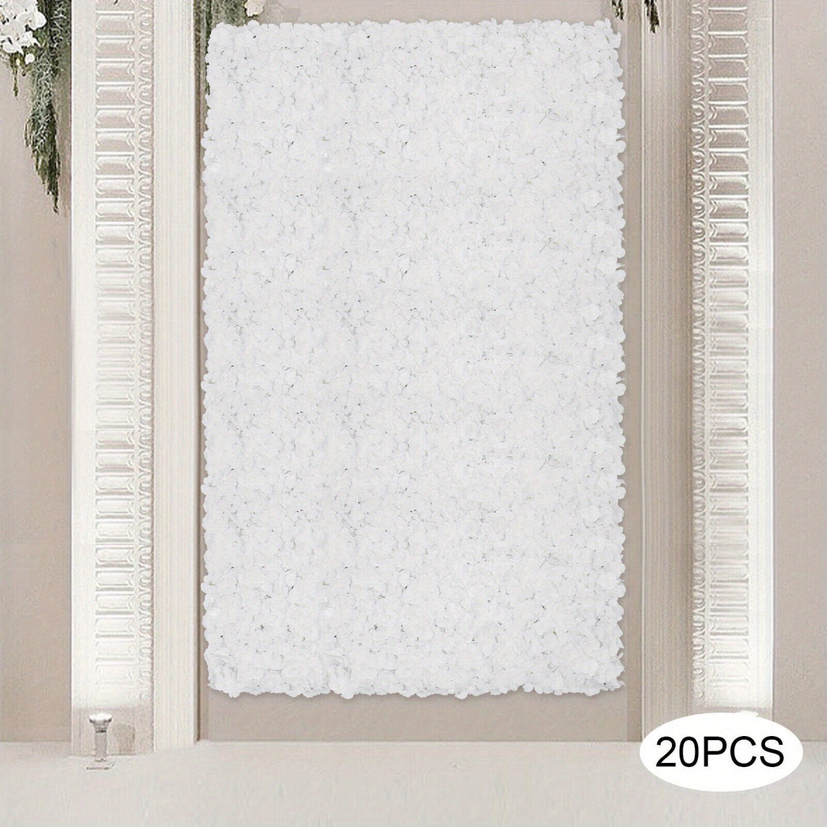 20Pcs Flower Panel Artificial Flower Wall Panel White Flower Backdrop Wall Decor