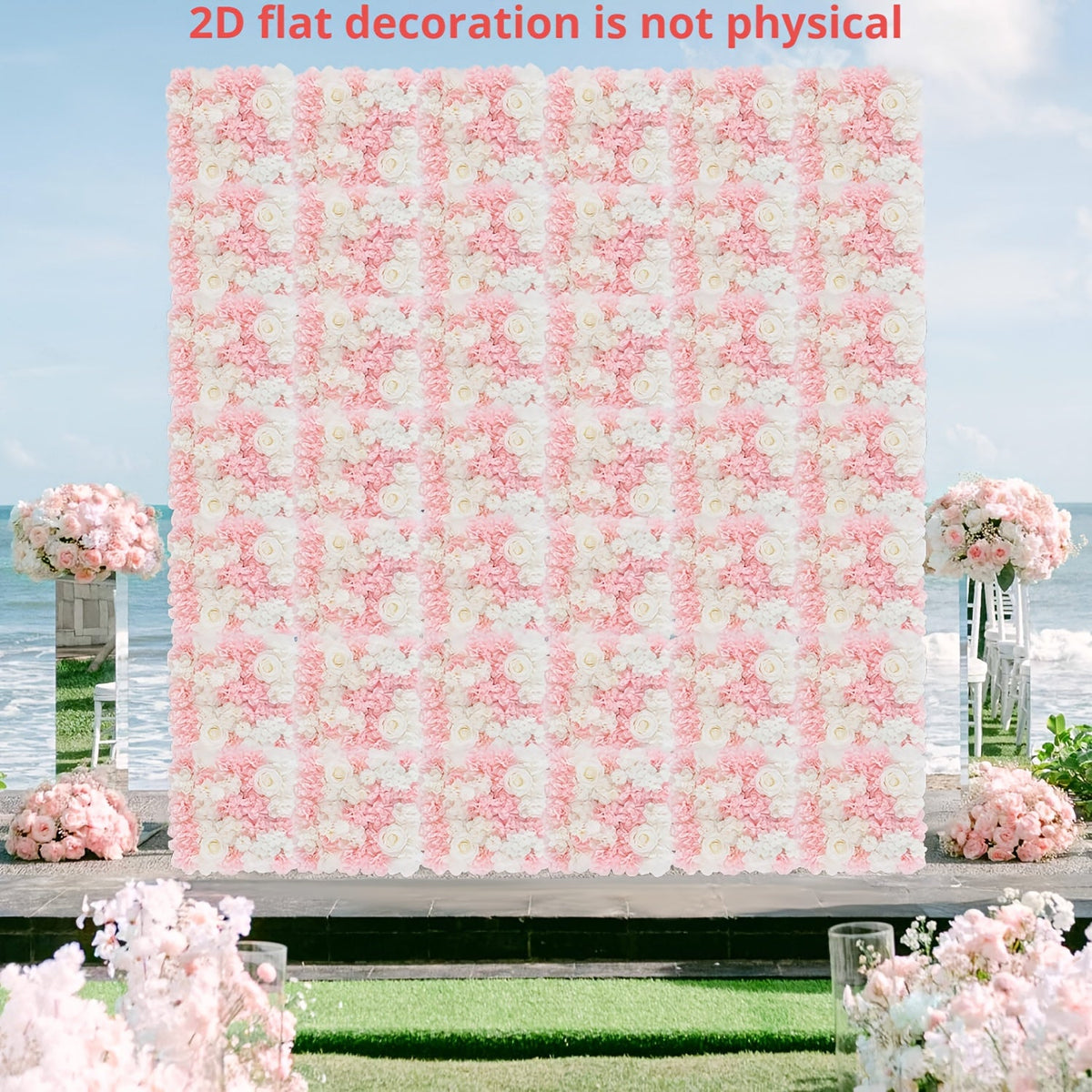 12/24 Packs [2D Flat] & White Artificial Floral Wall Panels with Flower Backdrop Suitable for Wedding, Baby Shower, Baptism Decor - 15x15 Panels for / Parties,, Valentine' Day, Mother' Day - Install, 2D Flat