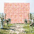 [Wedding Home Party] Flower Wall Panel Wedding Backdrop for Home Decor (12/36pcs) 15x15 Inch 3D DIY Peach Rose Floral Panel for Photo Background Home Party Wedding Backdrop Decoration