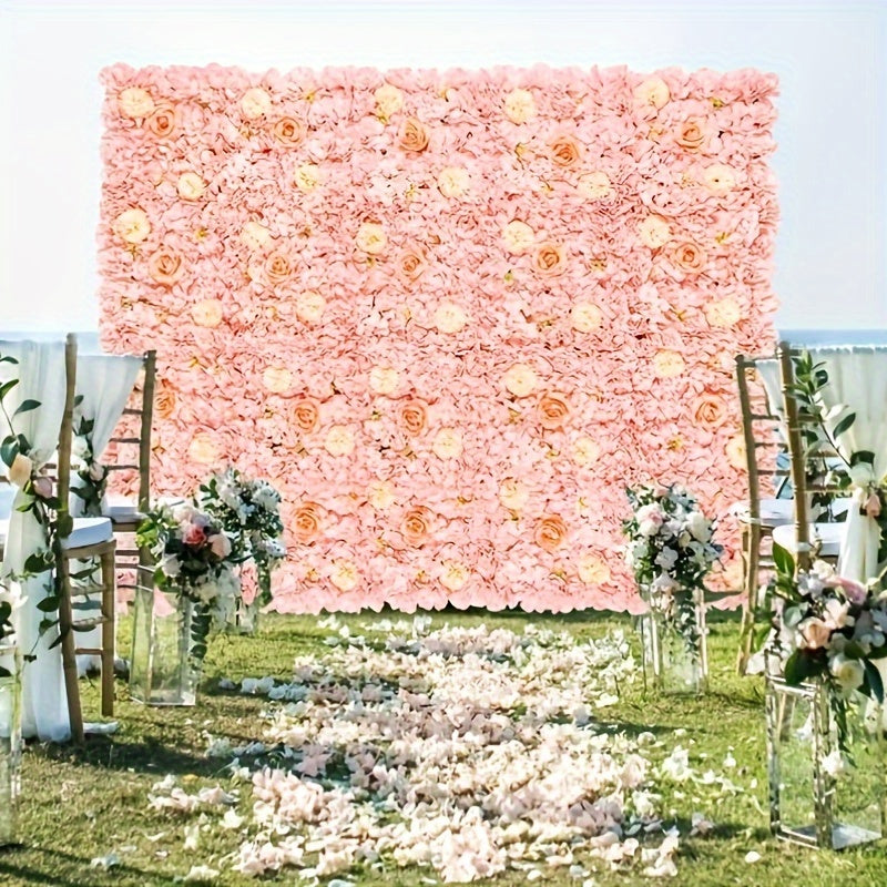 [Wedding Home Party] Flower Wall Panel Wedding Backdrop for Home Decor (12/36pcs) 15x15 Inch 3D DIY Peach Rose Floral Panel for Photo Background Home Party Wedding Backdrop Decoration