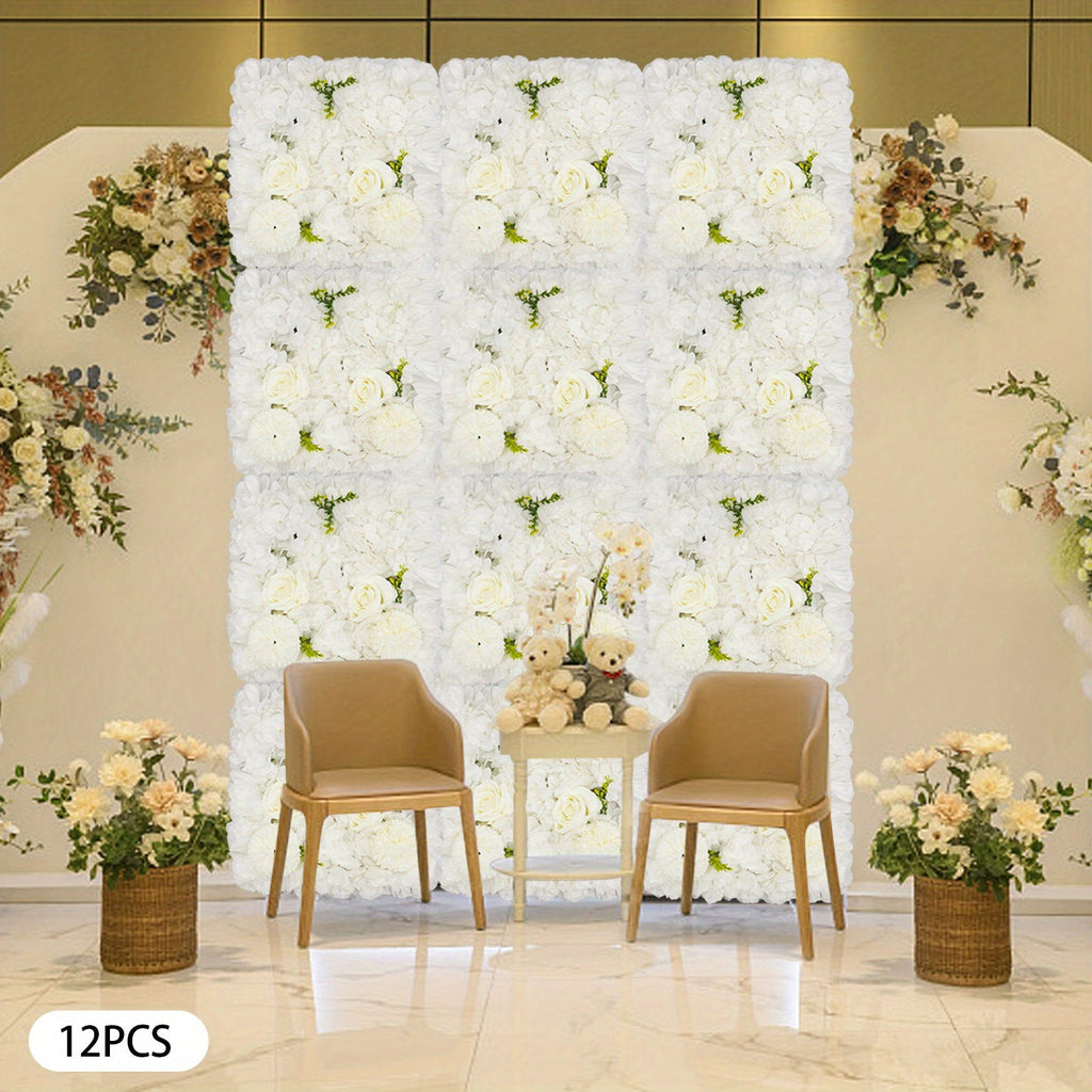 CNCEST 12pcs Flower Wall Panels, Artificial Flower Wall Panel, Suitable for Porch, Balcony, Garage, Terrace