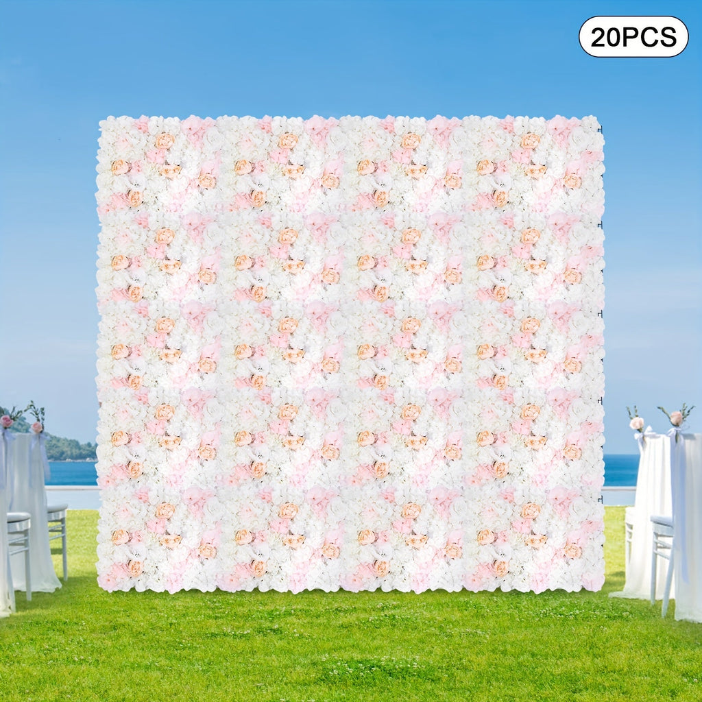 20pcs Romantic Artificial Flower Wall Wedding Home Background Floral Wall Decor
