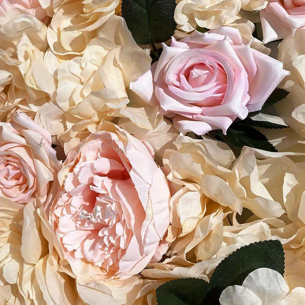 12pcs Artificial Rose Flower Wall Panel Bouquet Wedding Party Backdrop Decor