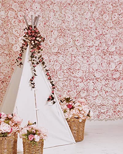 Blush Blooms Decor Flower Panels for Flower Wall (6 Pack) 24 Inch by 16 Inch Each | Flower Wall, Backdrop, Weddings, Event Decor, Bridal & Baby Shower, and Photography Décor (Red) - Gradient White and Pink (6 Pack - Big Panels)