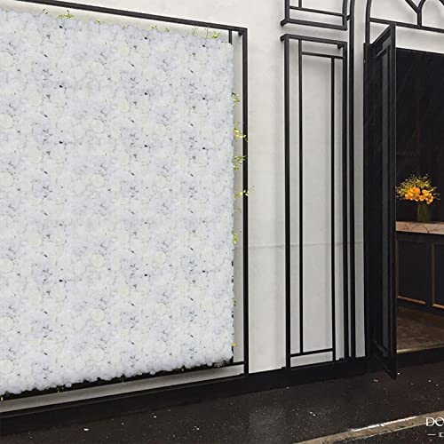 DNYSYSJ Flower Wall 12PCS 23.62"" x 15.75"" x 0.79"" Lifelike Pink & White Hydrangea Artificial Flowers Panel Silk Fabric Floral Wall Mat Rose Flower Wall Backdrop Decors, VUIFGBP4HRP04 - White Ping Pong Chrysanthemum / 6 pieces