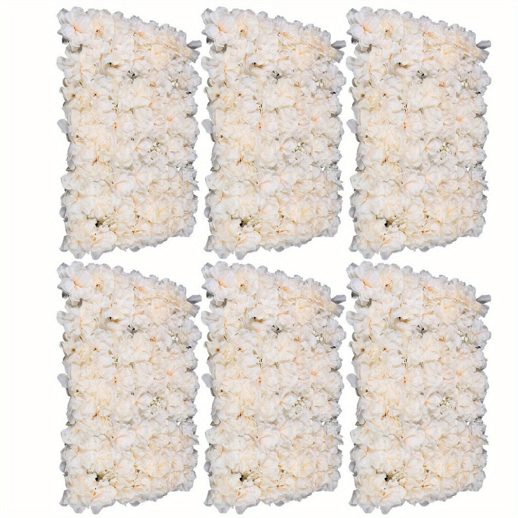 6pcs White Artificial Rose Flower Wall Panel Wedding Background Bouquet Party Home
