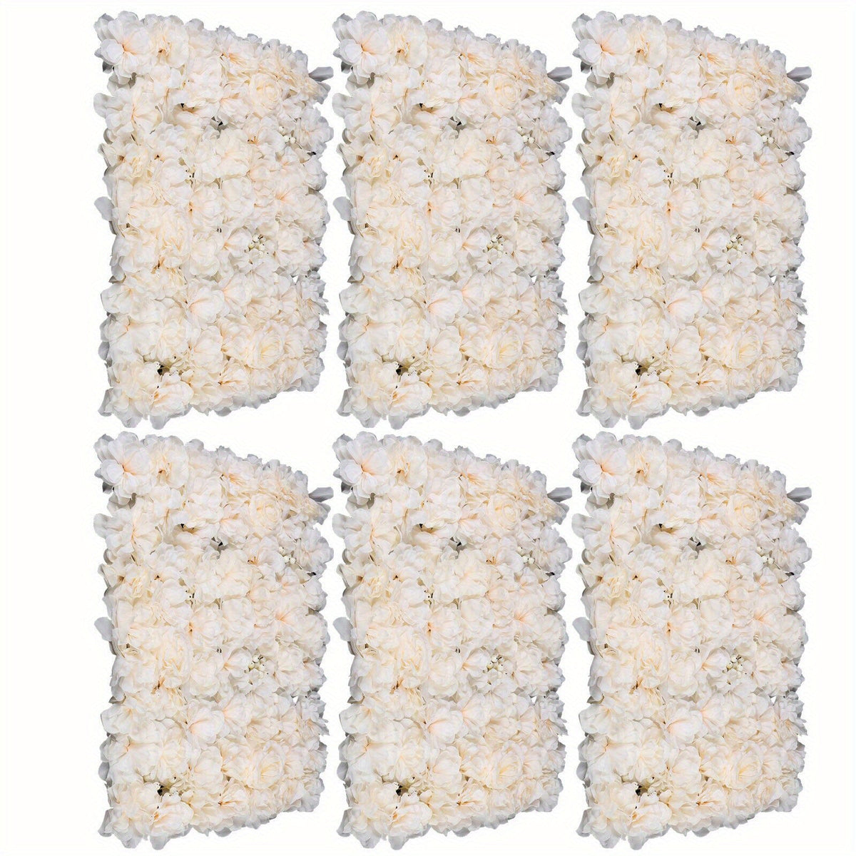 6pcs White Artificial Rose Flower Wall Panel Wedding Background Bouquet Party Home