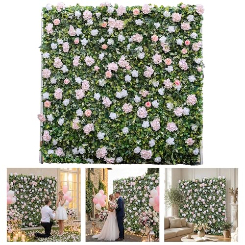4ft*8ft Artificial Flower Wall Panels, 3D Silk Rose Floral Backdrop - Pinklin / 4ft*8ft