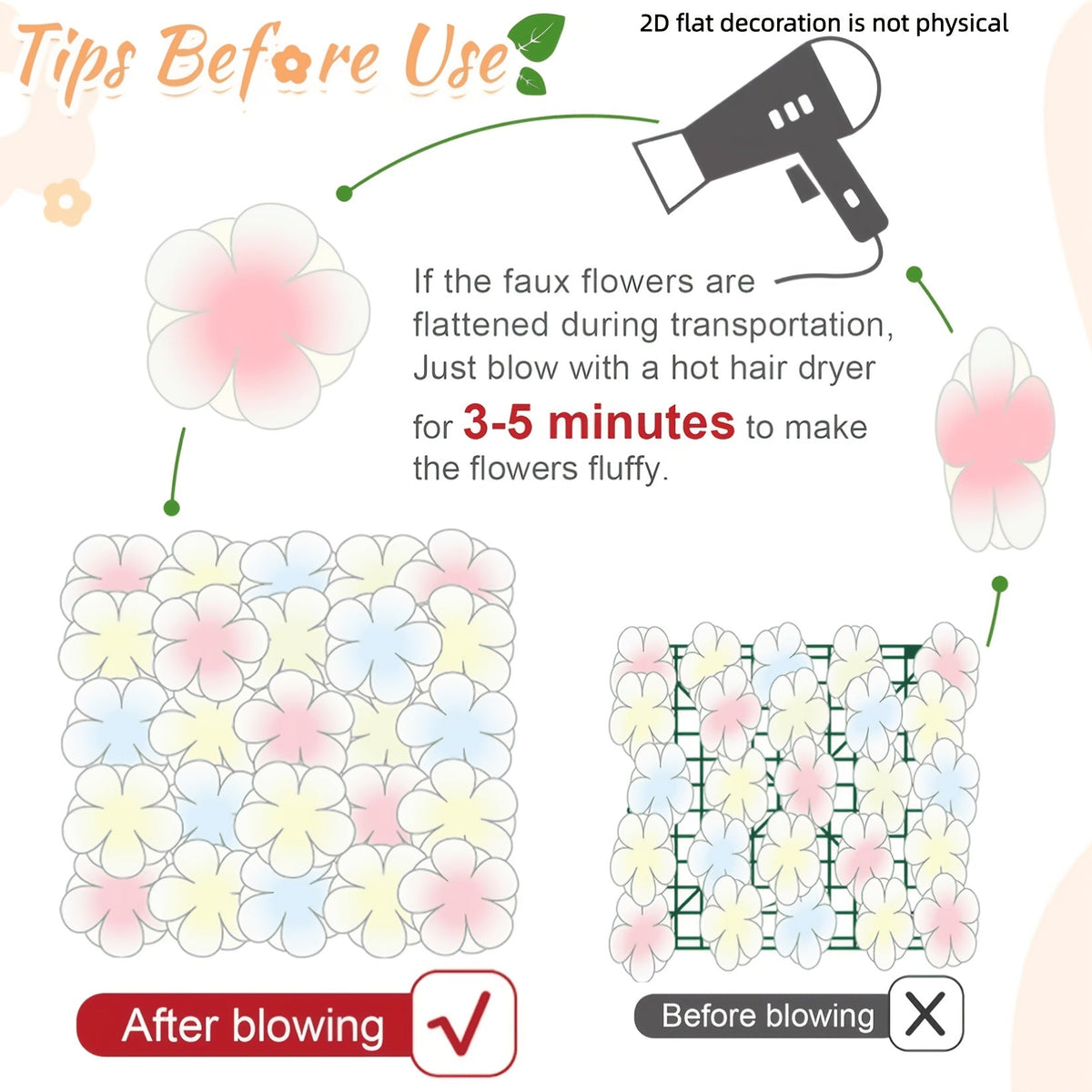 [2D Flat]36/24/12-Pack 15x15 Inch Champagne White Artificial Rose Flower Wall Panels, Interlocking Floral Backdrop Tiles for Large Wedding Stage, Reception, Anniversary, Birthday Party Event Decoration, 2D Flat