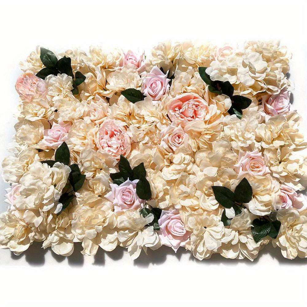 12pcs Artificial Rose Flower Wall Panel Bouquet Wedding Party Backdrop Decor