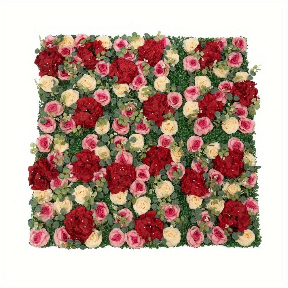 12pcs Artificial Flower Wall Panel Backdrop Wedding Rose Hydrangea Flower Decor