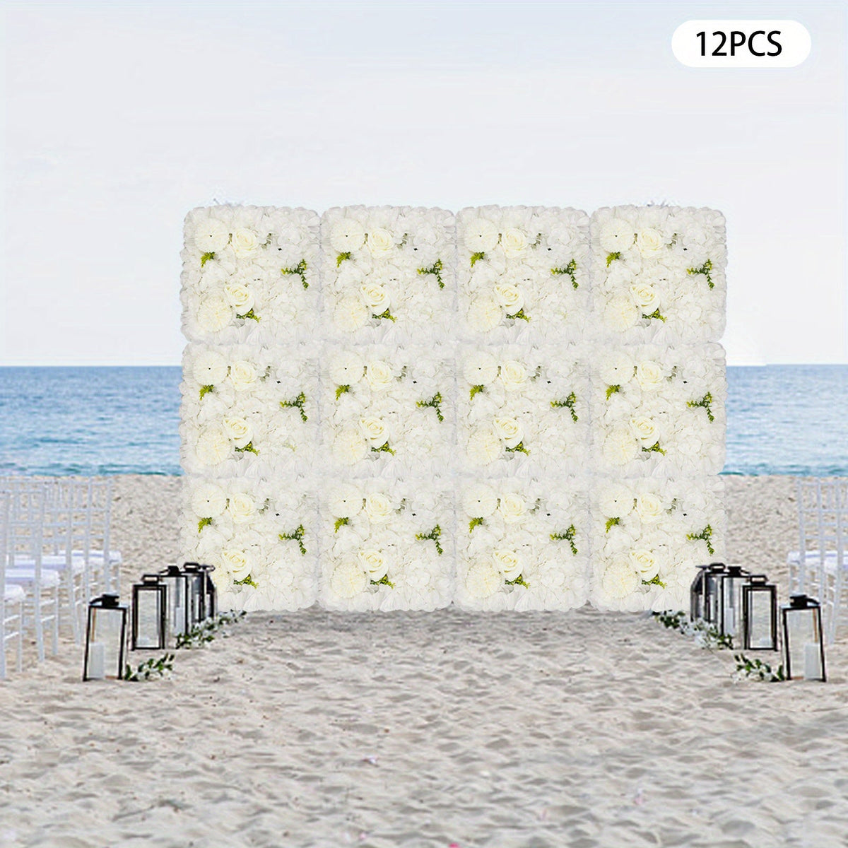 CNCEST 12pcs Flower Wall Panels, Artificial Flower Wall Panel, Suitable for Porch, Balcony, Garage, Terrace