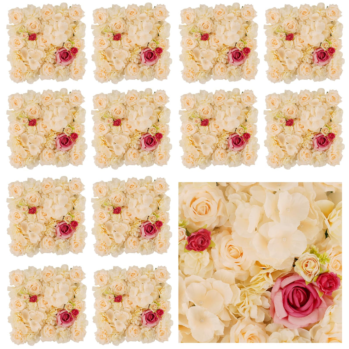 3D Flower Wall Backdrop 12 Pcs 15×15 Inch Black Dahlia