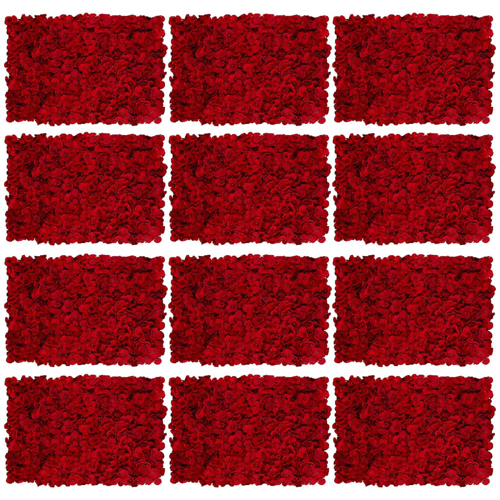 Blush Blooms Decor Flower Panels for Flower Wall (6 Pack) 24 Inch by 16 Inch Each | Flower Wall, Backdrop, Weddings, Event Decor, Bridal & Baby Shower, and Photography Décor (Red)