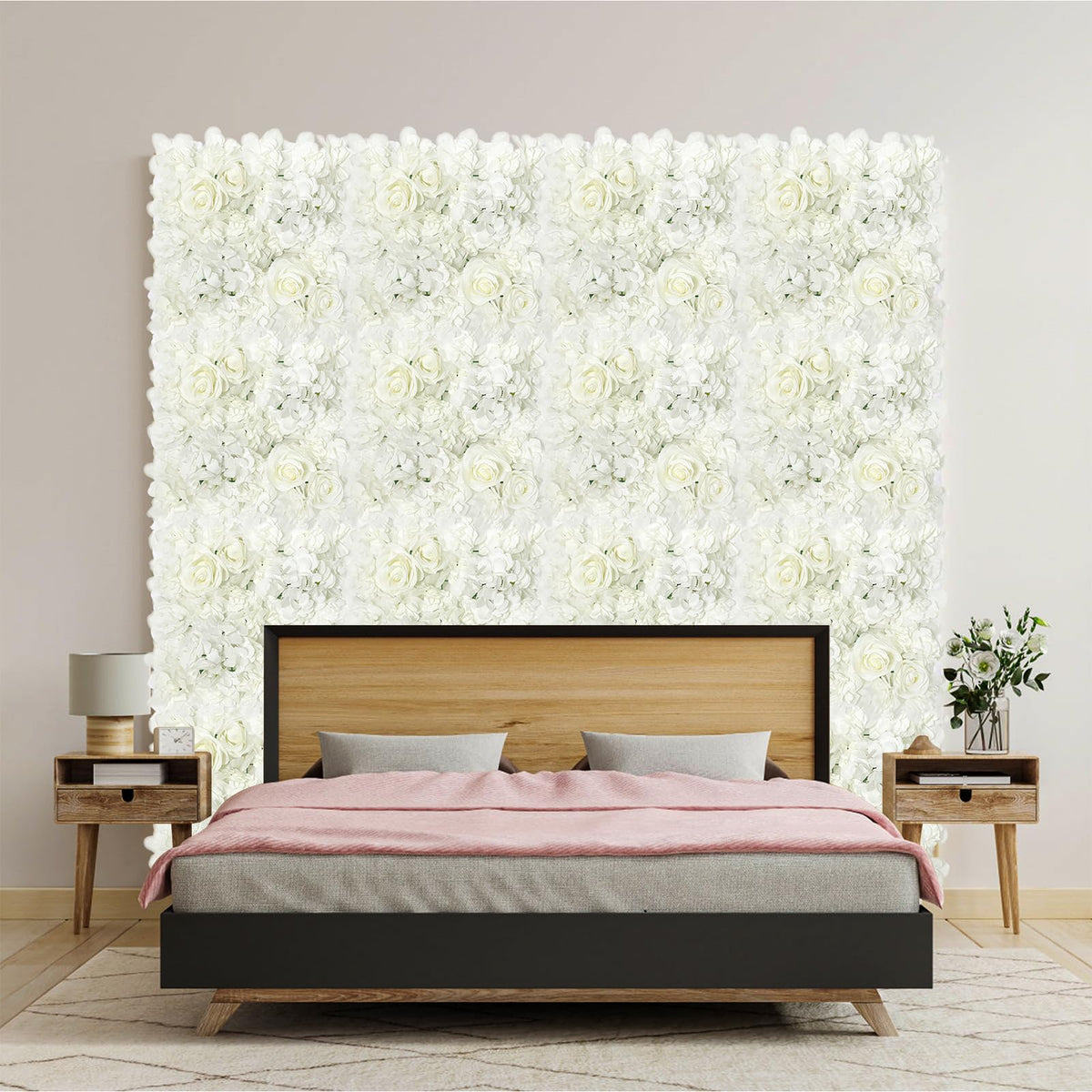 Artificial Silk Flower Wall Panel Decorative Floral Background Silk Rose Mat for Wedding Party Backdrop Wall Decor Shop Photo Backdrop Floral Wall Arrangement 12 Pcs 15 * 15in