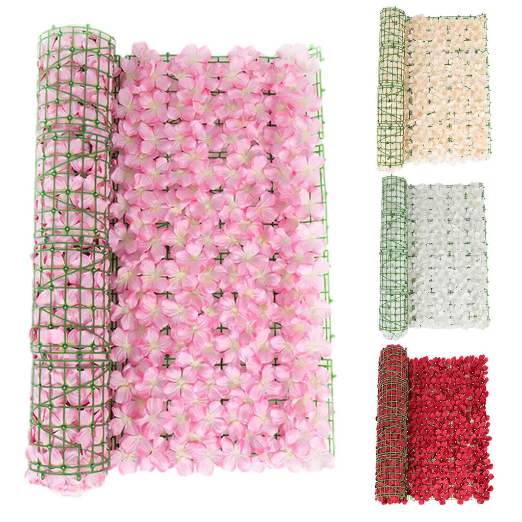 Artificial Flower Wall Backdrop 8×8 ft (2.4×2.4 m), 2 Panels 4×8 ft Each, Realistic Blooms for Wedding Ceremony, Photo Booth & Baby Shower,Stand/Frame Not Included