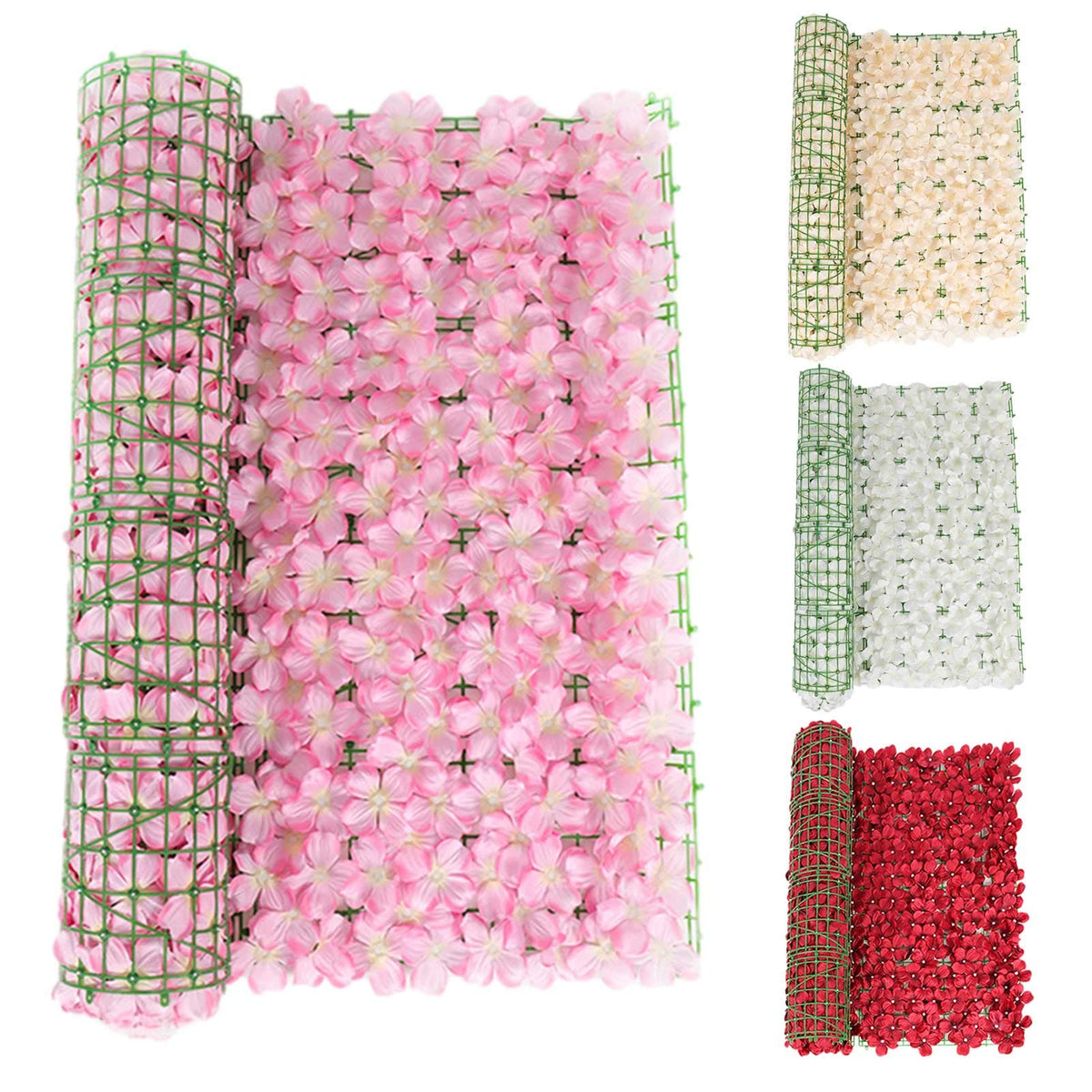 Artificial Flower Wall Backdrop 8×8 ft (2.4×2.4 m), 2 Panels 4×8 ft Each, Realistic Blooms for Wedding Ceremony, Photo Booth & Baby Shower,Stand/Frame Not Included