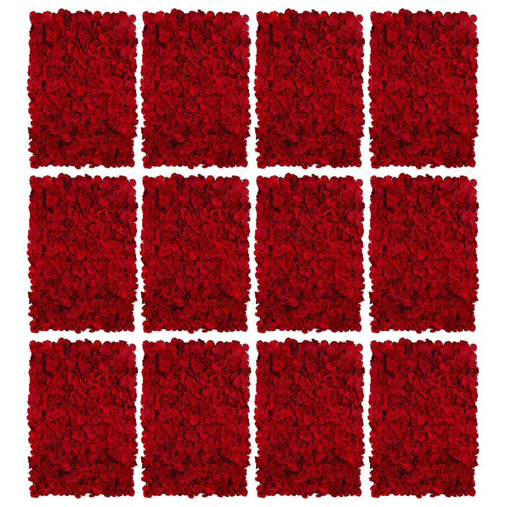 Blush Blooms Decor Flower Panels for Flower Wall (6 Pack) 24 Inch by 16 Inch Each | Flower Wall, Backdrop, Weddings, Event Decor, Bridal & Baby Shower, and Photography Décor (Red)