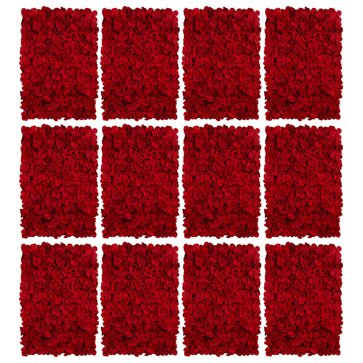 Blush Blooms Decor Flower Panels for Flower Wall (6 Pack) 24 Inch by 16 Inch Each | Flower Wall, Backdrop, Weddings, Event Decor, Bridal & Baby Shower, and Photography Décor (Red)
