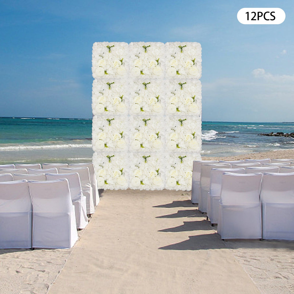 CNCEST 12pcs Flower Wall Panels, Artificial Flower Wall Panel, Suitable for Porch, Balcony, Garage, Terrace