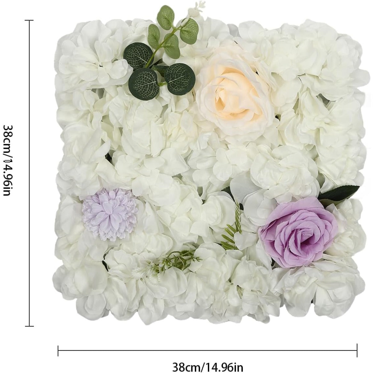Flower Wall Backdrop, 12pcs Artificial Flower Wall Panel 15' X 15' Reusable Artificial 3D Rose Hydrangea Floral Panel for Wedding Party Event Photo Backdrop Wall Decor (Type 8)