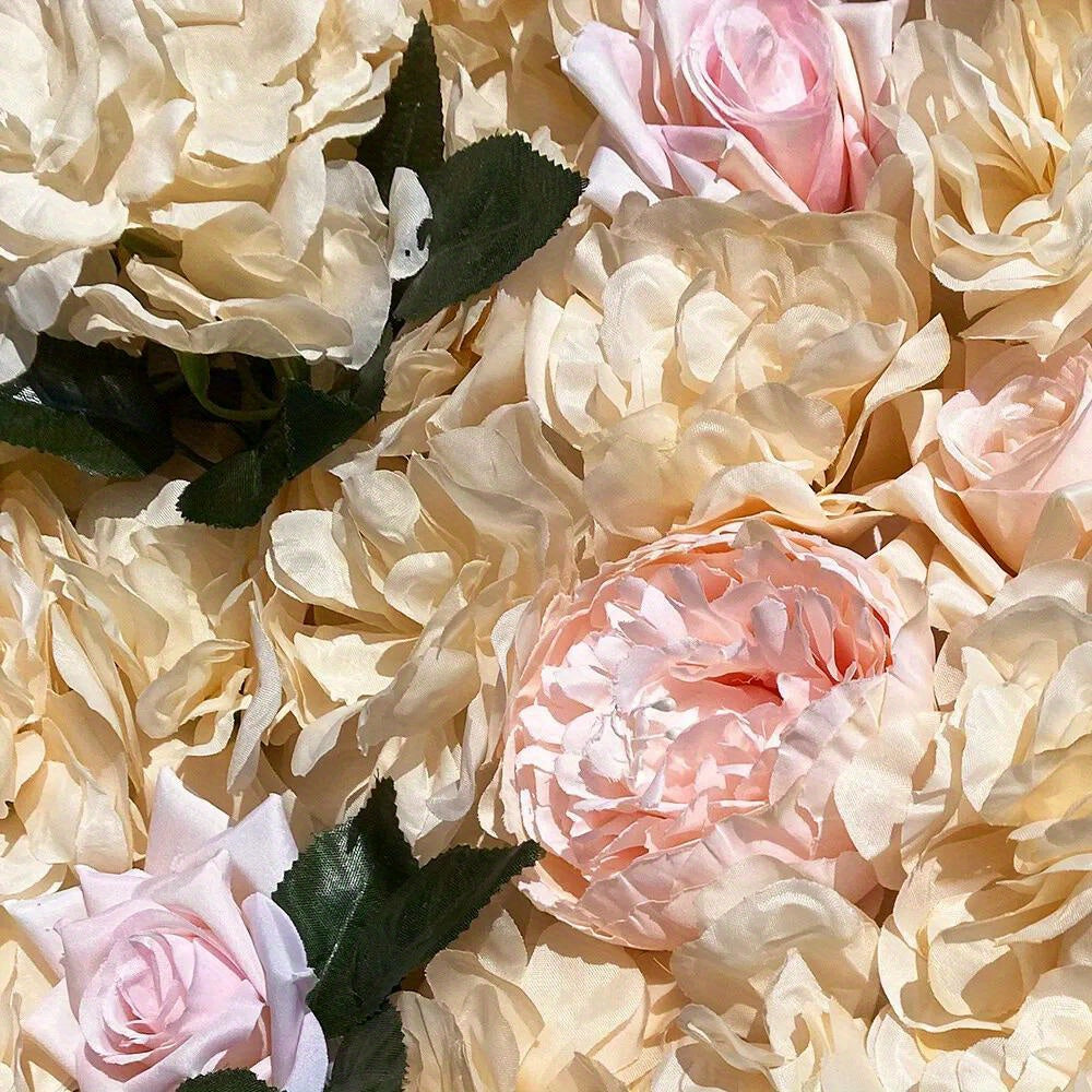 12pcs Artificial Rose Flower Wall Panel Bouquet Wedding Party Backdrop Decor