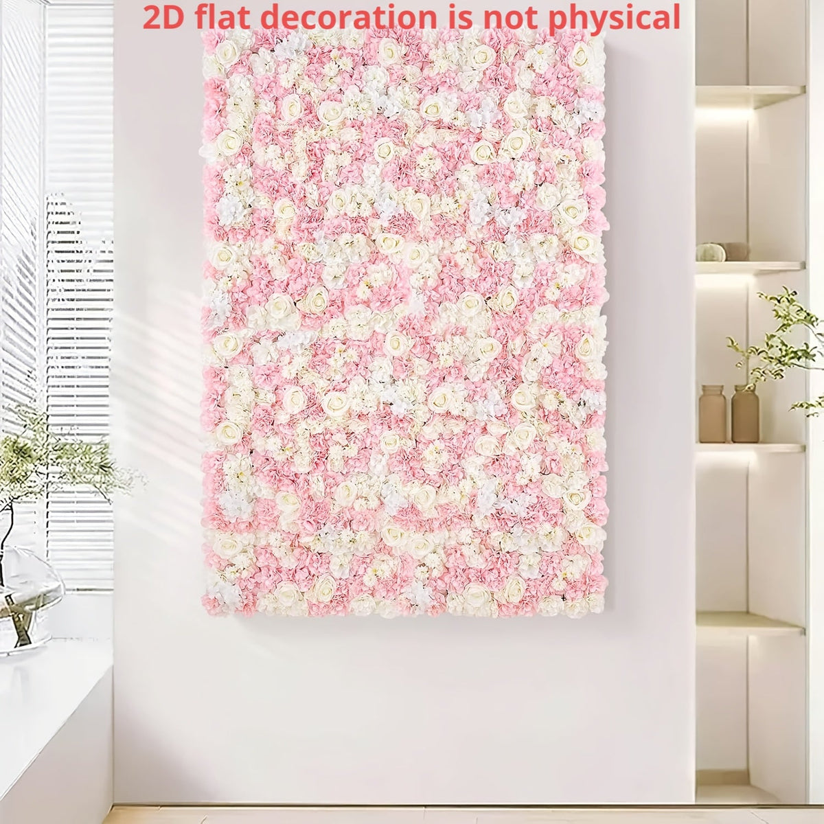 12/24 Packs [2D Flat] & White Artificial Floral Wall Panels with Flower Backdrop Suitable for Wedding, Baby Shower, Baptism Decor - 15x15 Panels for / Parties,, Valentine' Day, Mother' Day - Install, 2D Flat