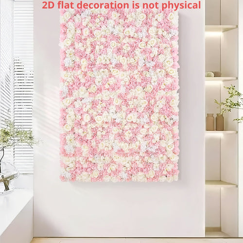 12/24 Packs [2D Flat] & White Artificial Floral Wall Panels with Flower Backdrop Suitable for Wedding, Baby Shower, Baptism Decor - 15x15 Panels for / Parties,, Valentine' Day, Mother' Day - Install, 2D Flat