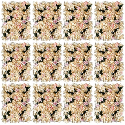 12pcs Artificial Rose Flower Wall Panel Bouquet Wedding Party Backdrop Decor