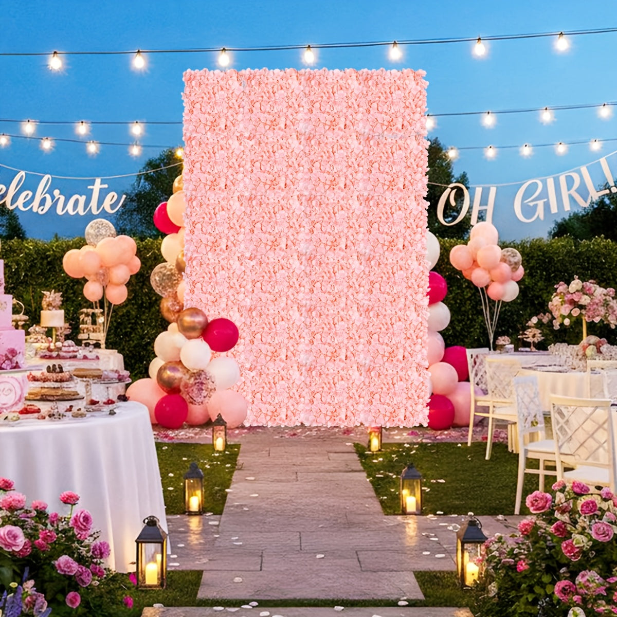 Photography Backdrop 24pcs Simulated Flower Wall for Easy Installation, Mother's Day, Wedding, Wedding Ceremony, Party Backdrop, Photography Props, Simulated Flower Arrangement Decoration (15 X 15 Inches)