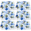6 Pack Large Artificial Flower Wall Panel with -like Hydrangea & Roses - Blue Wedding Backdrop, Reusable Panels (23.6"x15.7") for /Outdoor Party Decor, Plastic Flowers for Wedding Arch, Bridal, Photo Background - Easy