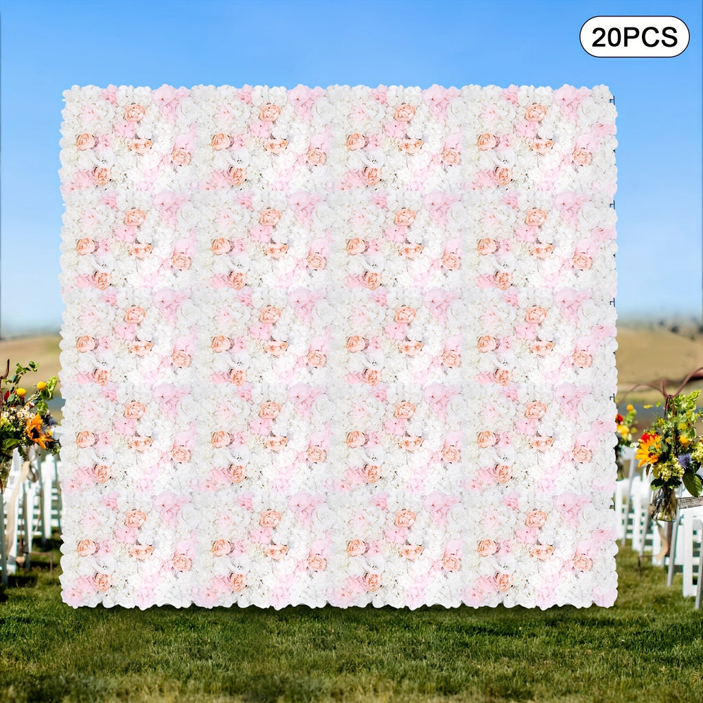20pcs Romantic Artificial Flower Wall Wedding Home Background Floral Wall Decor