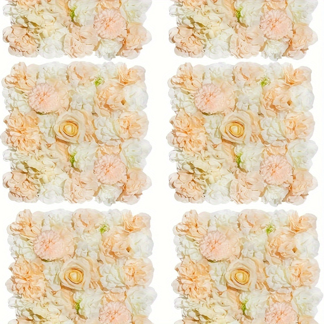 Artificial Flower Wall Champagne White, Artificial Flower Wall Rose, Used For Wedding (12-36pcs) 15x15 Inch, Rayon Flower Wall, Used For Party, Stage Background Decoration(Champagne White)