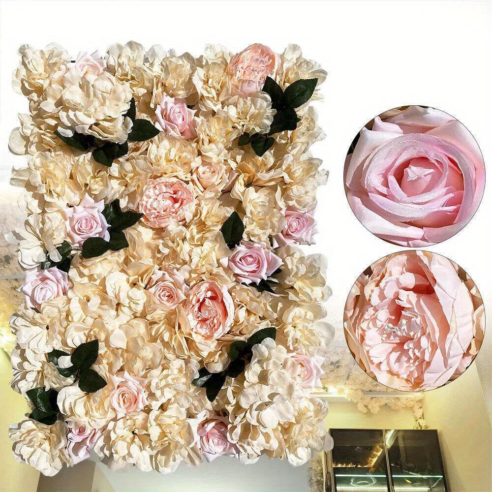 12pcs Artificial Rose Flower Wall Panel Bouquet Wedding Party Backdrop Decor