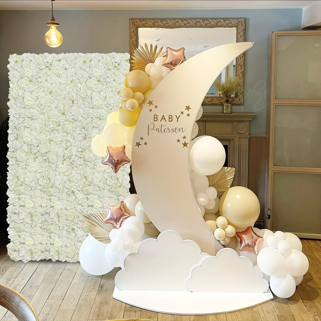 [Wedding Anniversary Party] 36pcs 15x15 Inches 3D Artificial Floral Wall Panels White Floral Wall Backdrop for Wedding Anniversary Party Decorations