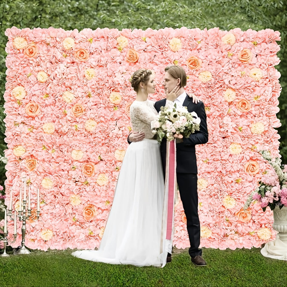 [Wedding Home Party] Flower Wall Panel Wedding Backdrop for Home Decor (12/36pcs) 15x15 Inch 3D DIY Peach Rose Floral Panel for Photo Background Home Party Wedding Backdrop Decoration