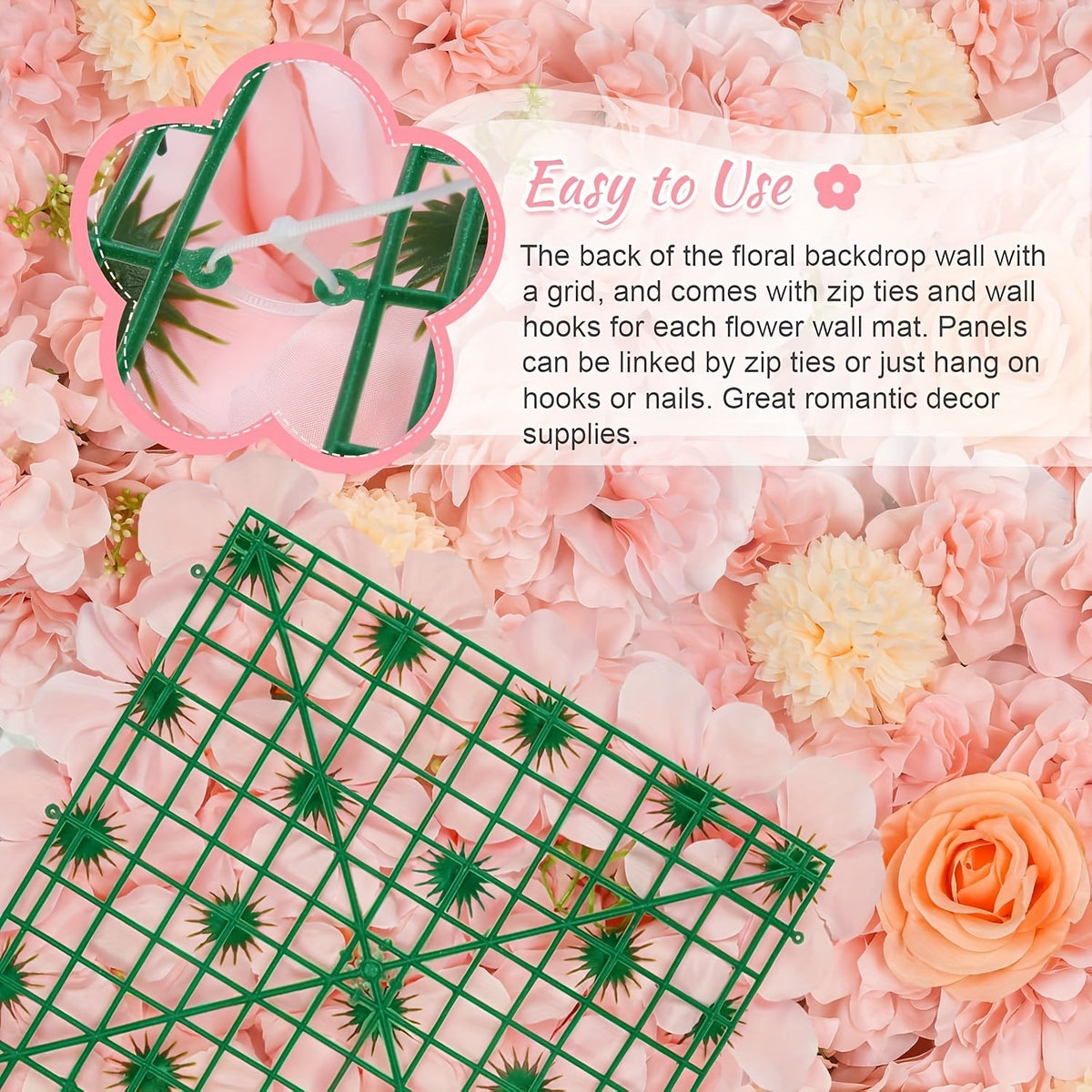 36pcs 15x15 Inches 3D Pink Rose Wall Background Pink Flowers Backdrops Spring Tea Party Flowers Backdrop Girls Birthday Pink Princess Weeding Bridal Shower Pink Floral Anniversary Ceremony Decor