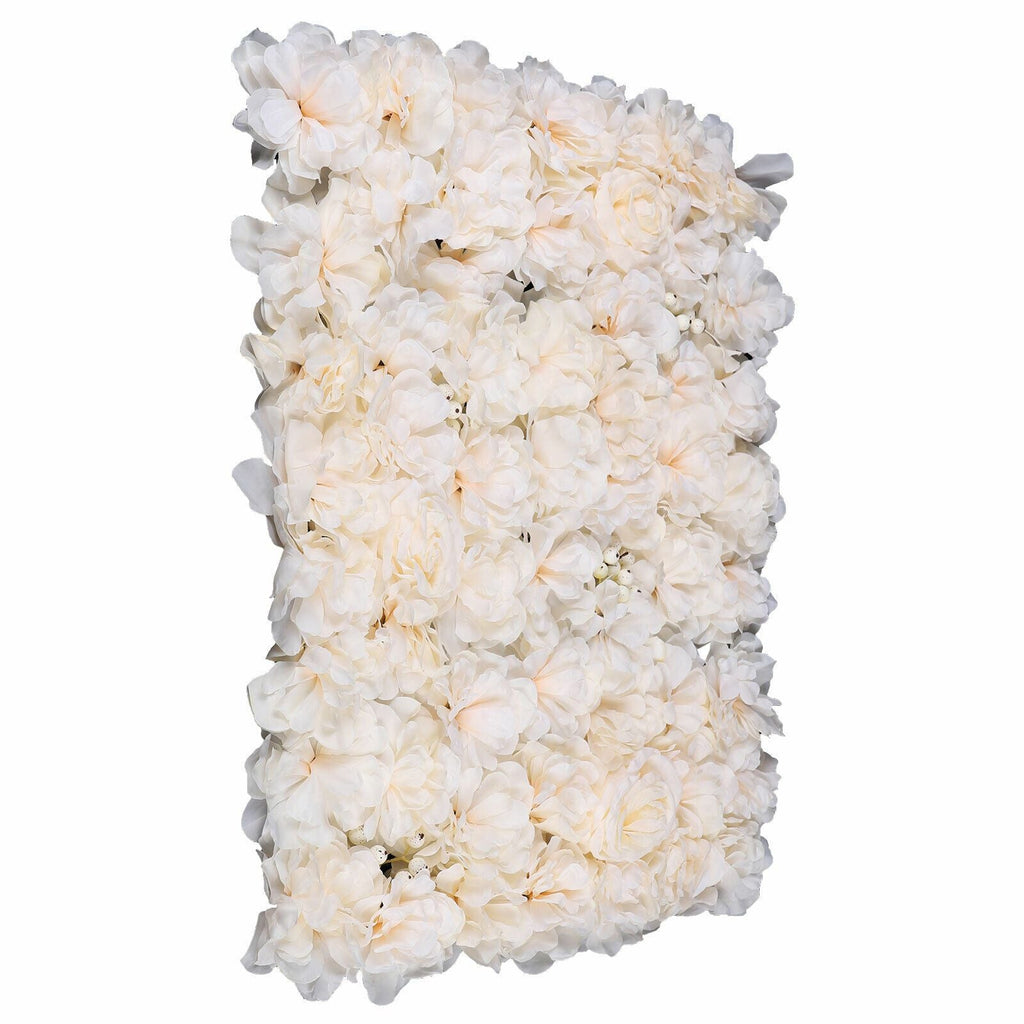 6pcs White Artificial Rose Flower Wall Panel Wedding Background Bouquet Party Home