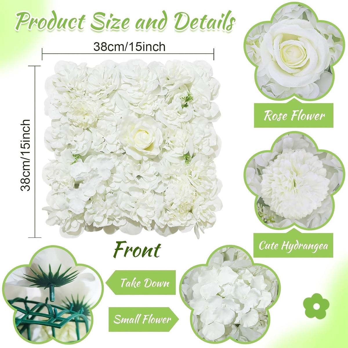 48pcs White Simulated Flowers, Background Flower Wall, Preferred for Activities, Used for Mother'S Day, Independence Day, Weddings, Celebrations, Birthdays, Parties, Anniversaries, Decorations, Essential Items for Festivals